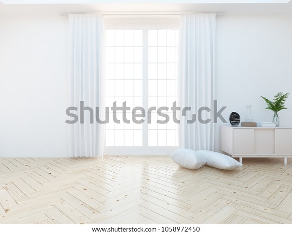 Idea White Scandinavian Room Interior Dresser Stock Illustration