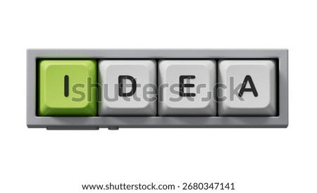 Idea.3D illustration of Computer keyboard keys.close up of Computer keyboard keys,3D rendering on Green Screen for footage and clipping path.