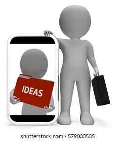 Ideas Folder Character Representing Creative Contemplations 3d Rendering
