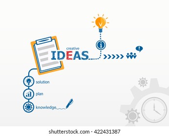 Ideas - innovation concept and notebook for efficiency, creativity, intelligence. Hand writing Ideas raster version