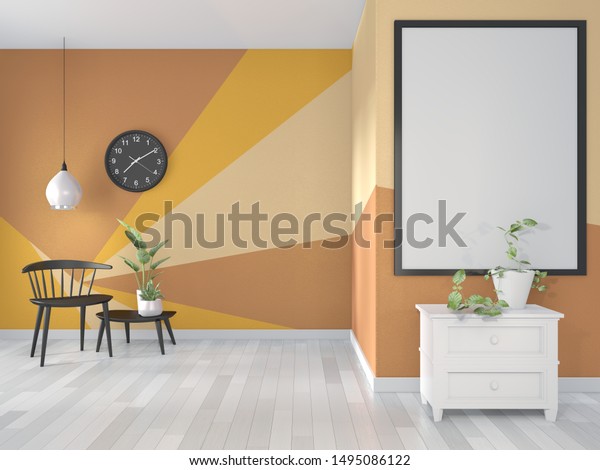 Ideas Yellow Orange Room Geometric Wall Stock Illustration 1495086122