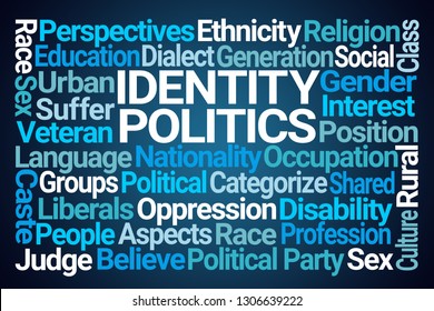 Identity Politics Word Cloud On Blue Background