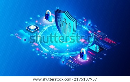 Identity Threat Detection and Response and Cloud Infrastructure Entitlement Management Concept - ITDR and CIEM - New Cloud-based Cybersecurity Solutions - 3D Illustration 商業照片 © 