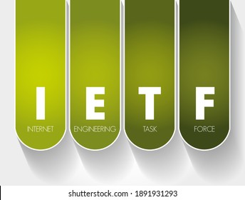 IETF Internet Engineering Task Force - Open Standards Organization, Which Develops And Promotes Voluntary Internet Standards, Acronym Text Concept Background