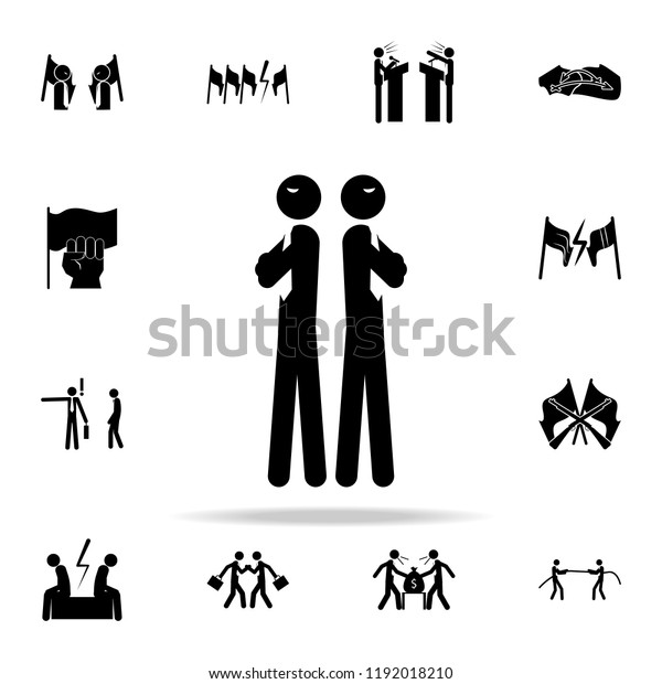 Ignoring Two Business Competitors Icon Conflict Stock Illustration
