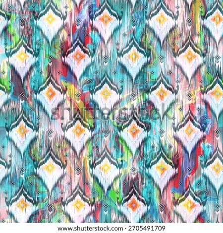 ikat modification digital printable for fabric