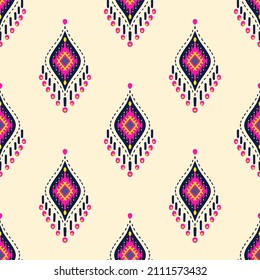 Ikat Pattern Ethnic Textile Tribal American American Aztec Fabric Geometric Motif Mandalas Native Boho Bohemian Carpet India Asia Illustrated 