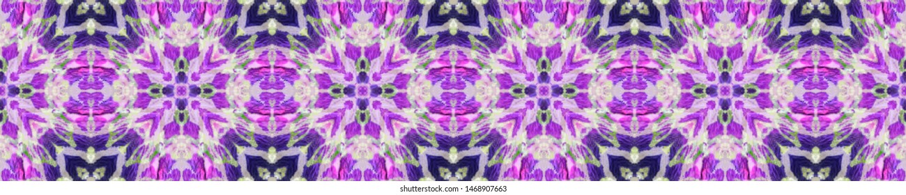 Ikat Pattern. Pink and Blue Seamless Texture. Abstract Shibori Motif. Seamless Tie Dye Ornament. Ethnic Persian Design. Ikat CraftHand Made Pattern.