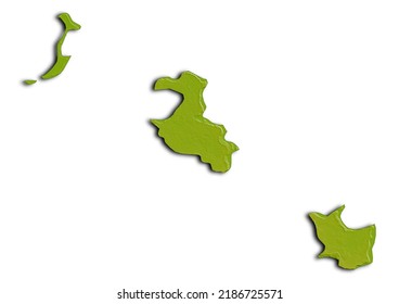 Iles Loyaute Loyalty Islands Province New Caledonia Map, Shaded Relief Map Of Iles Loyaute Loyalty Islands Province New Caledonia. 3D Render Physical Map.