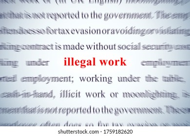 illegal work word, concept on focus