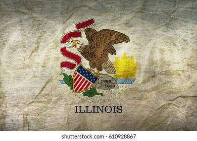 Illinois Flag On Paper