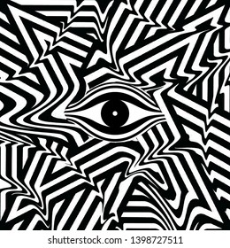 Illuminati Eye Pattern Striped Lines