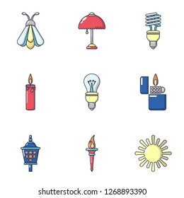 Illumination Icons Set Cartoon Set 9 Stock Illustration 1268893390 ...