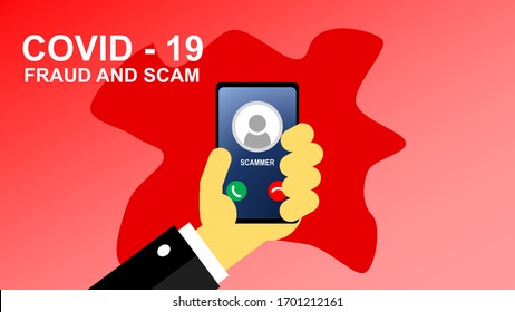 Illustraion Of Covid-19 Scam And Fraud Alert On Mobile Phone