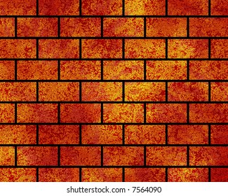 Illustrated Brick Wall Grungy Red Yellow Stock Illustration 7564090 ...