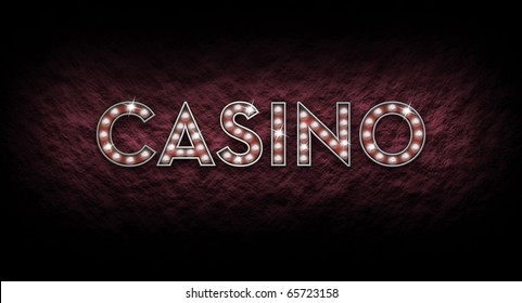 Illustrated Casino Sign Made Of Shining Lights