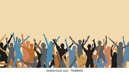 Similar Images, Stock Photos & Vectors of Crowd of happy people poster ...