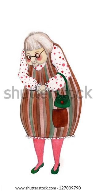 Illustrated Cute Old Lady Stock Illustration 127009790 | Shutterstock