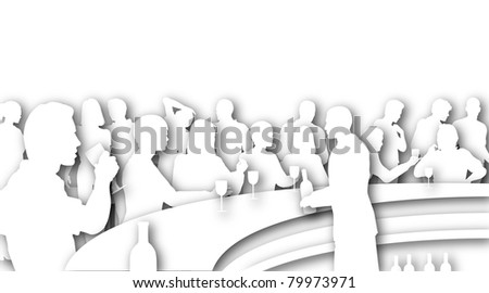 illustrated cutouts people wine bar drop stock illustration 79973971