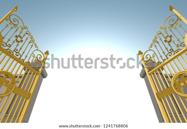 Illustrated Depiction Golden Pearly Gates Heaven Stock Illustration ...