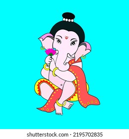 Illustrated Design About Bal Ganesh.