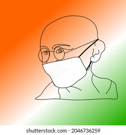 Illustrated Design About Happy Gandhi Jayanthi. Mahatma Gandhi Wear Mask.