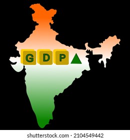 Illustrated Design About India Map With Gdp Growth Symbol. 