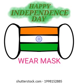 Illustrated Design About Indian Flag Mask.