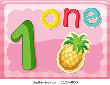 Illustrated Flash Card Showing The Number 1