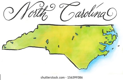 An illustrated map of North Carolina.
