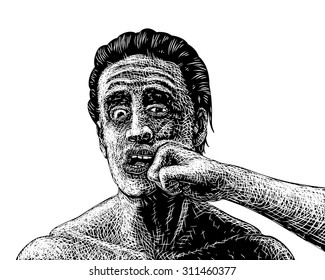 Illustrated Sketch Of A Man Being Punched In The Face