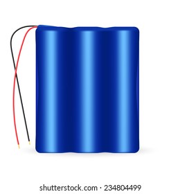 Illustration Of 3 Cell Li-ion Battery Pack With Wires. Isolated