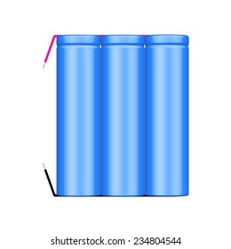 Illustration Of 3 Cell Li-ion Battery Pack With Tabs Isolated