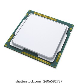 Illustration 3D CPU Processor Generic on White Background