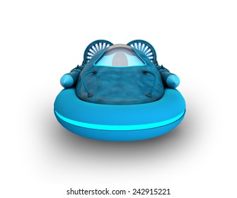 Illustration Of 3d Futuristic Hover Car. Front View