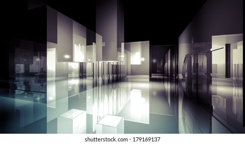 illustration of 3d image of empty wall for display