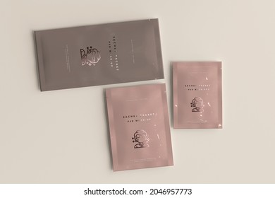 Illustration 3D Plastic Sachet Packet Mockup