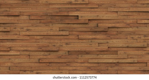 Illustration 3d. Texture, background, three-dimensional, realistic wooden boards with a shadow, rectangular shape, slats, with the texture of natural and painted wood, are located horizontally. Render