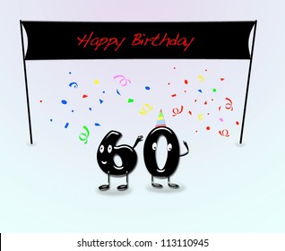 Illustration for 60th birthday party with cartoon numbers. - Powered by Shutterstock