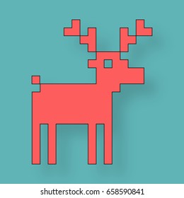 illustration of 8 bit rein deer isolated on plain background