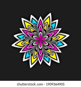 An Illustration Of An Abstract CMYK Flower