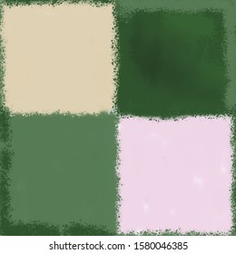 Illustration Abstraction Cage Square Seamless Checkerboard Pattern Background Green Pink Beige Calm Textile Print