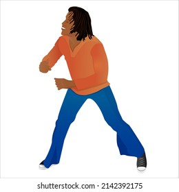 Illustration Of A African American Male Dancer. Illustration Of A Dancer For Advertising, Poster, Banner On A White Background.