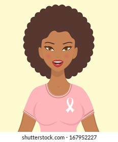 Illustration Of African American Woman Against Breast Cancer