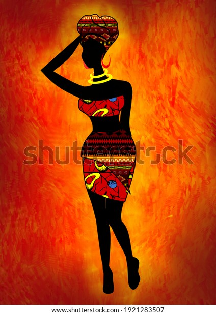 illustration of an\
African woman holding her\
head