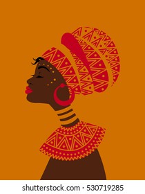 Illustration African Woman Wearing Head Wrap Stock Illustration ...