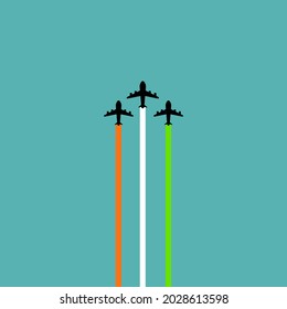 Illustration Of Airplane Making Indian Tricolor Flag In Sky