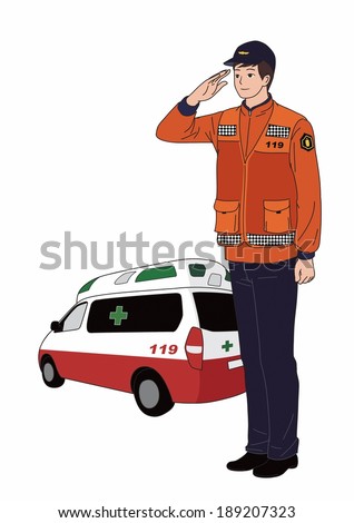 illustration of an ambulance driver