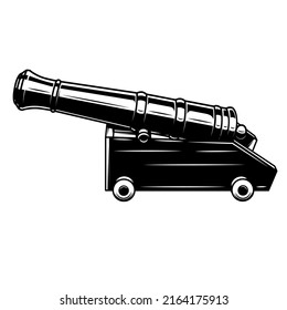 Illustration of ancient cannon. Design element for logo, label, sign, poster. 