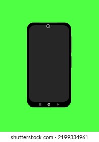 Illustration Of Android Mobile Phone Digital Communication Tool. Green Screen Background. 